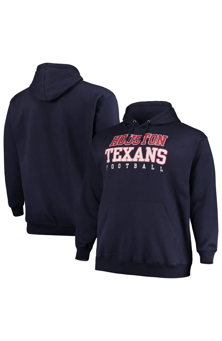 FANATICS Men's Fanatics Branded Navy Houston Texans Big & Tall Stacked Pullover Hoodie, Main, color, 