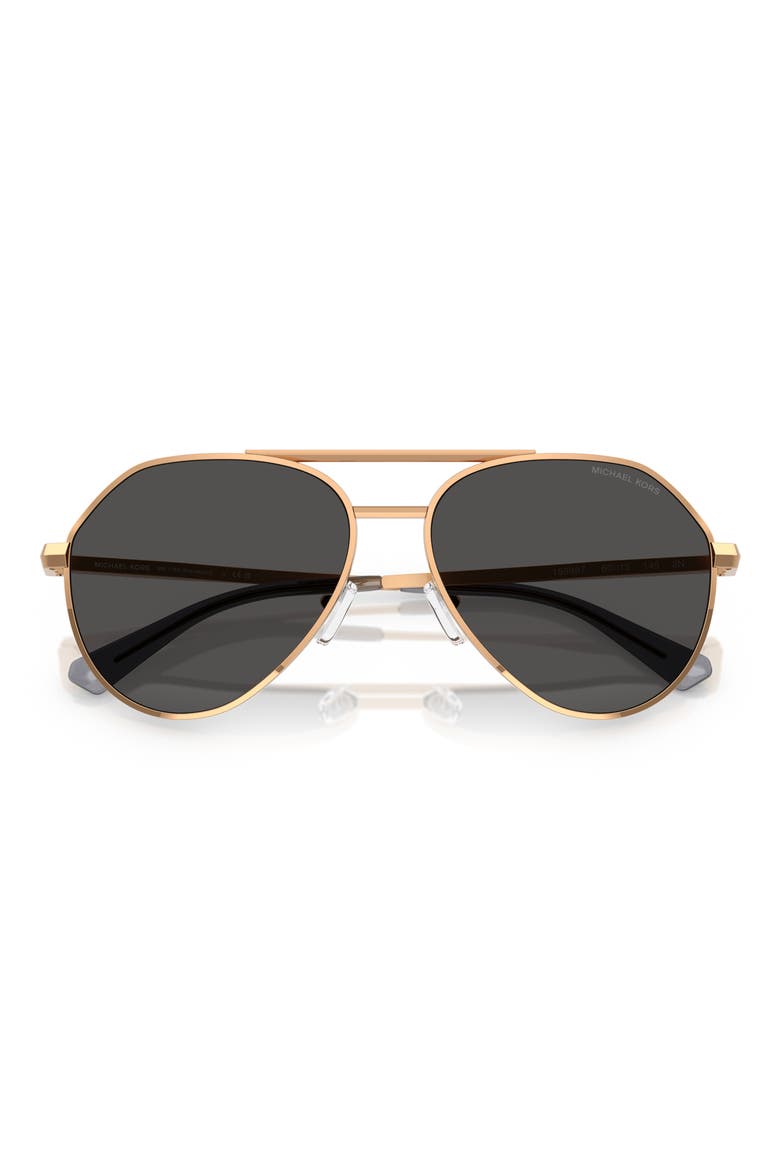60mm Pilot Sunglasses, Alternate, color, BEIGE GOLD / DARK GREY SOLID