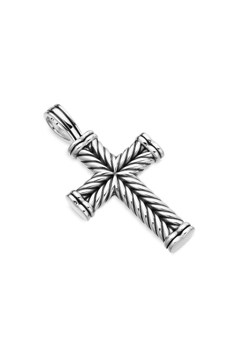 Chevron Cross Pendant in Sterling Silver, 40mm, Alternate, color, SS
