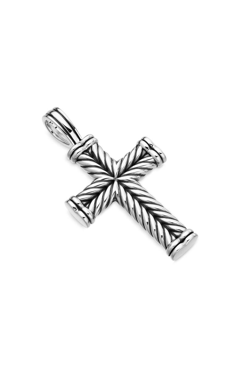 David Yurman Chevron Cross Pendant in Sterling Silver, 40mm, Alternate, color, Ss