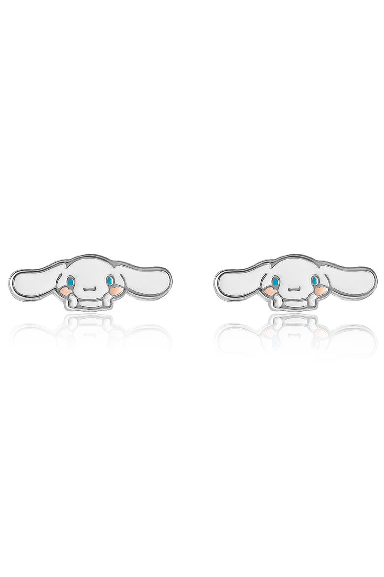 Silver Flash-Plated and Enamel Stud Cinnamoroll Earrings, Alternate, color, Silver
