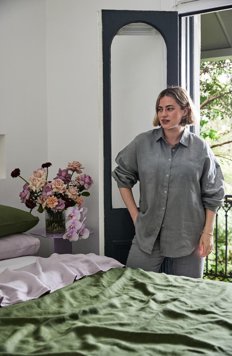 Bed Threads Long Sleeve Linen Button-Up Shirt, Alternate, color, 