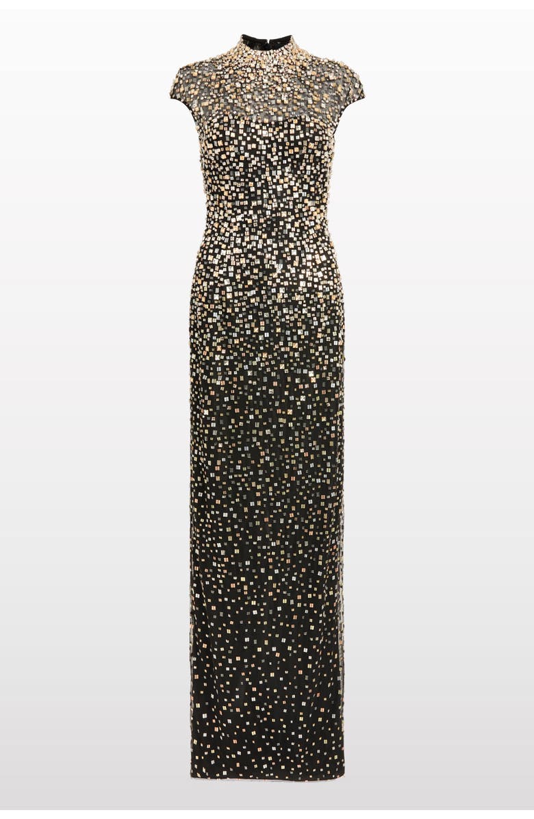 Jenny Packham Treasure Beaded Maxi Dress, Main, color, Liquorice