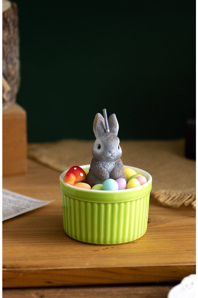 Easter Bunny Candle, Alternate, color, Gray Rabbit / Pastels