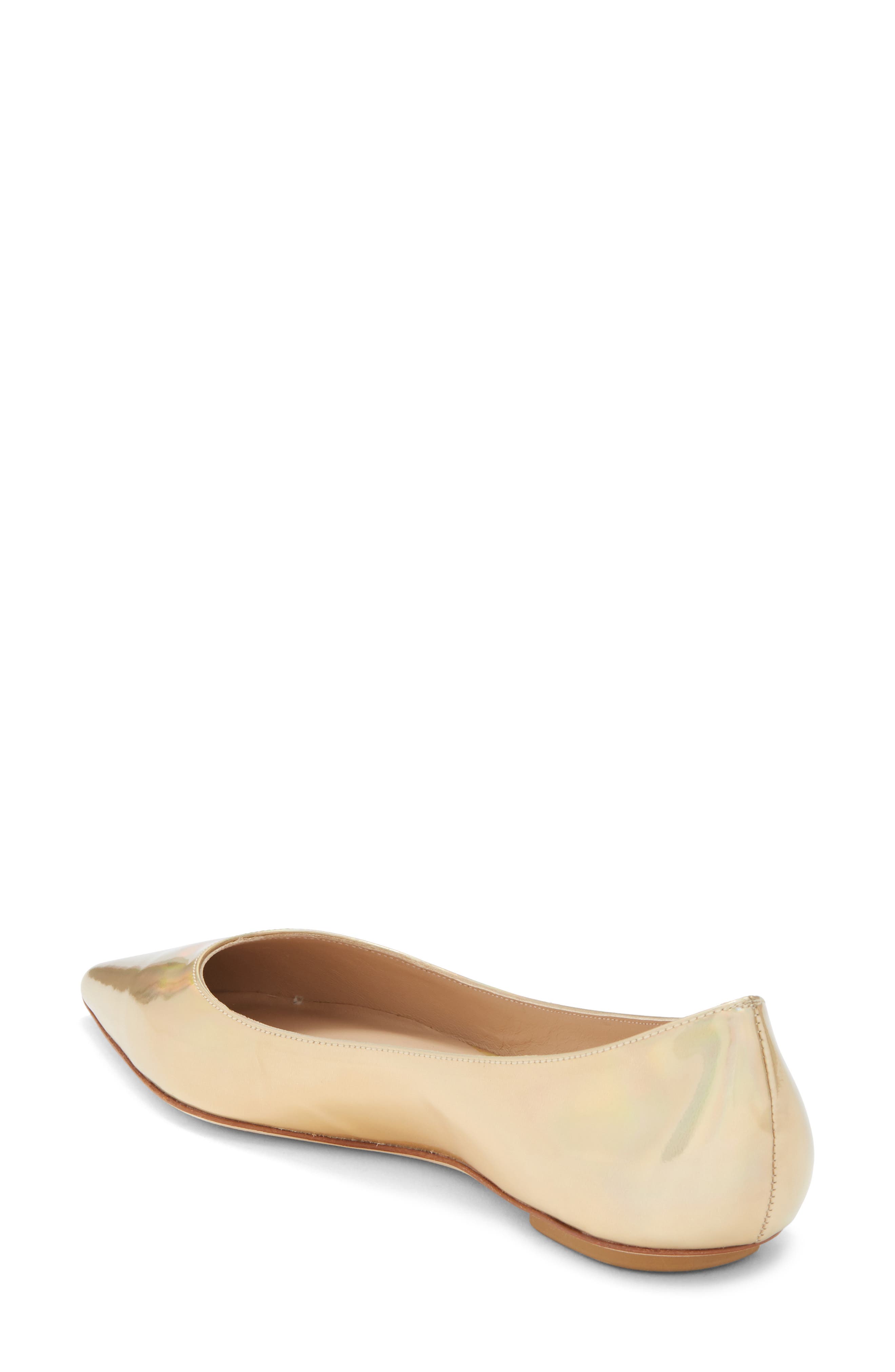 Stuart Weitzman Emilia Pointed Toe Flat, Alternate, color, Platino