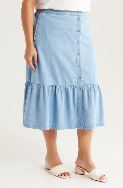 Jones New York Flounce Hem Chambray Midi Skirt