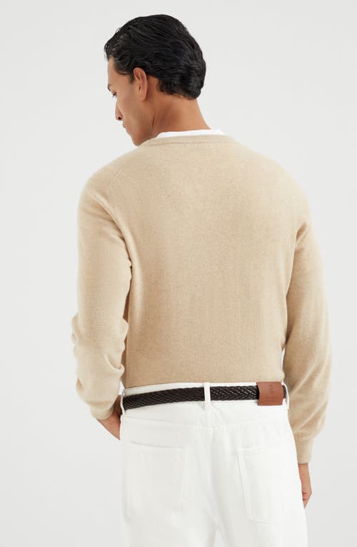 Brunello Cucinelli Cashmere Crew-neck Sweater In Sand