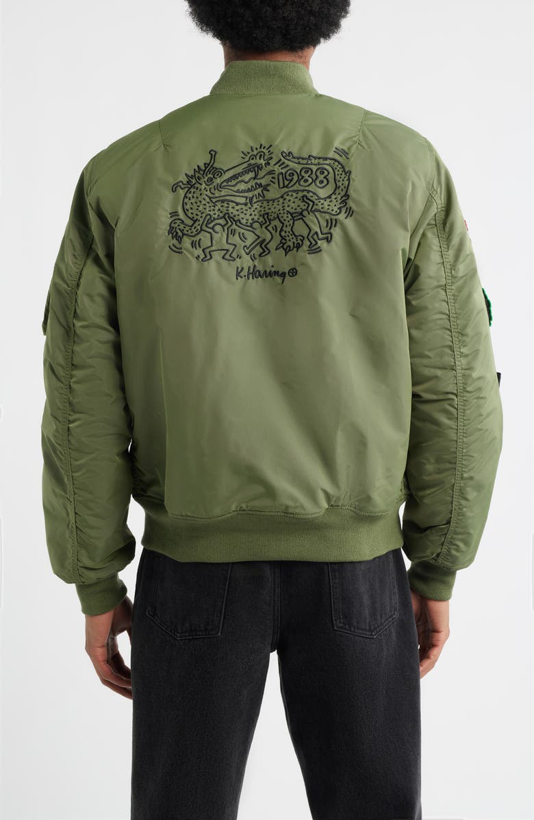 Alpha Industries x Keith Haring MA-1 Reversible Jacket, Alternate, color, Sage