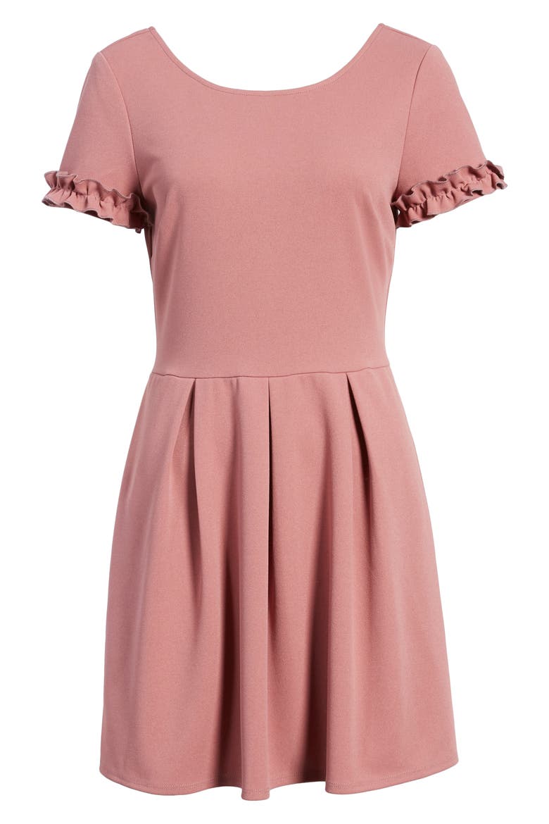 Ruffle Trim Minidress, Alternate, color, DARK MAUVE
