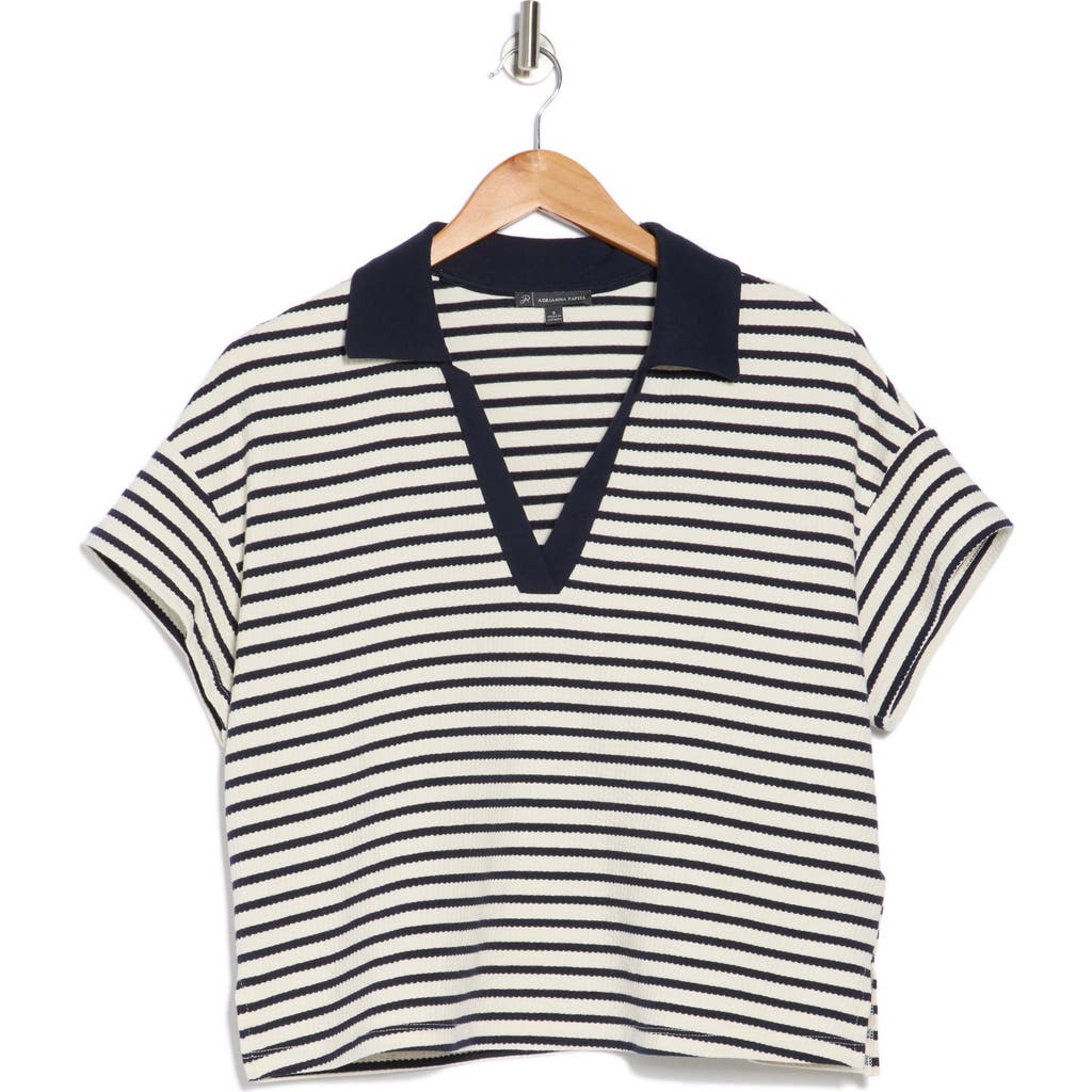 ADRIANNA PAPELL ADRIANNA PAPELL STRIPE KNIT POLO TOP