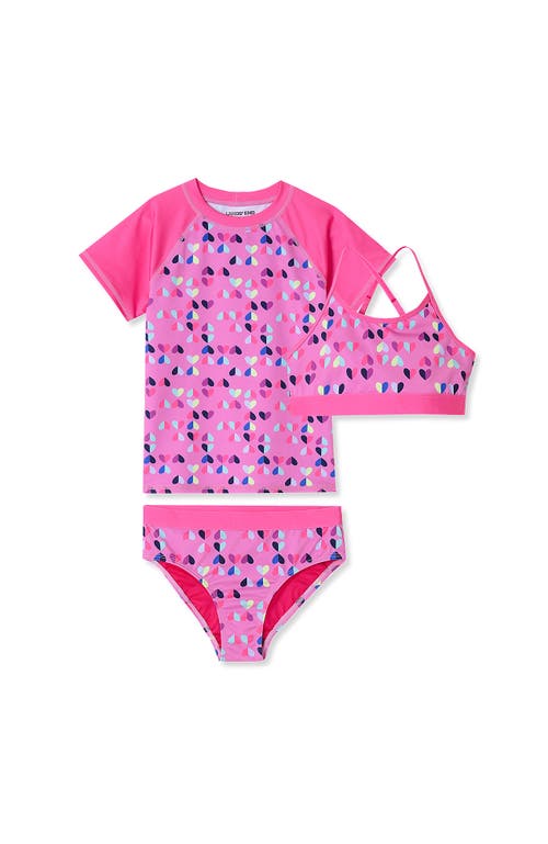 LANDS' END LANDS' END GIRLS SLIM CHLORINE RESISTANT SHORT SLEEVE RASH GUARD SWIM TOP AND BIKINI SET