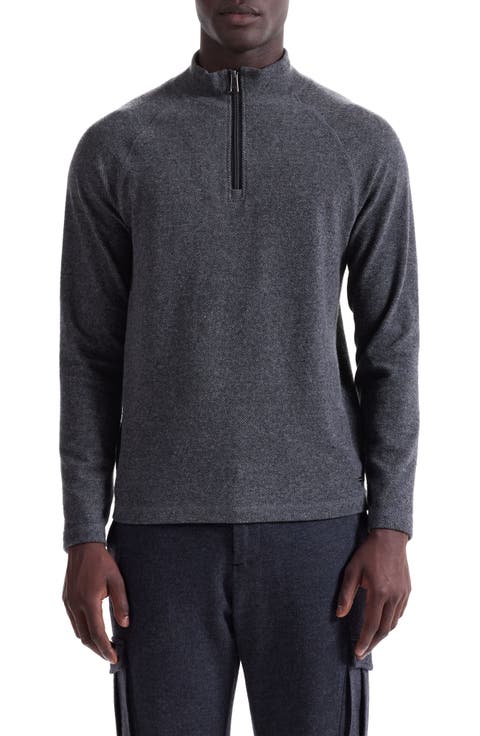 Brushed Cotton Blend Quarter Zip Pullover