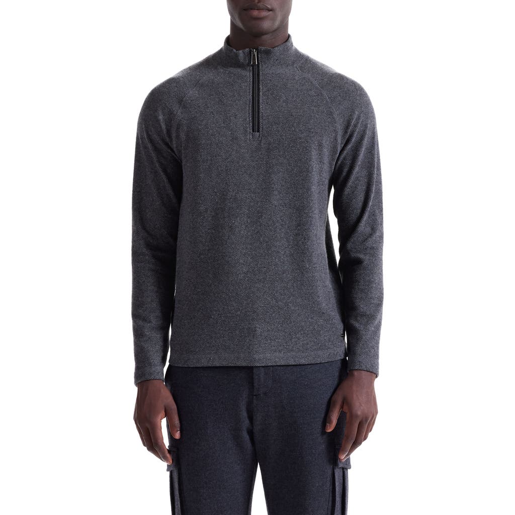 Bugatchi Brushed Cotton Blend Quarter Zip Pullover In Gray