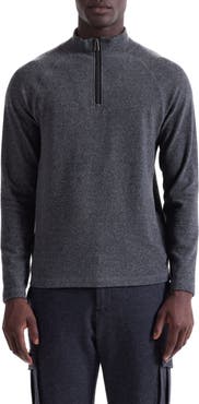 Bugatchi Brushed Cotton Blend Quarter Zip Pullover