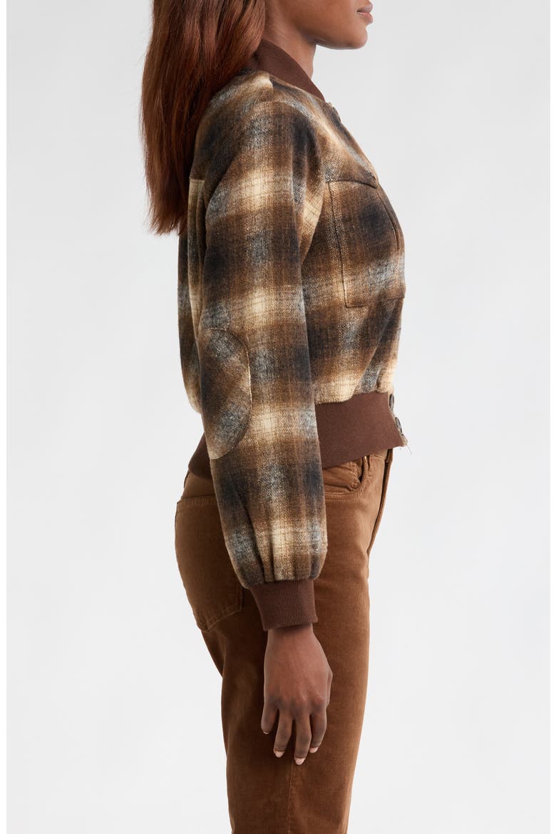 Enley Plaid Bomber Jacket, Alternate, color, BROWN