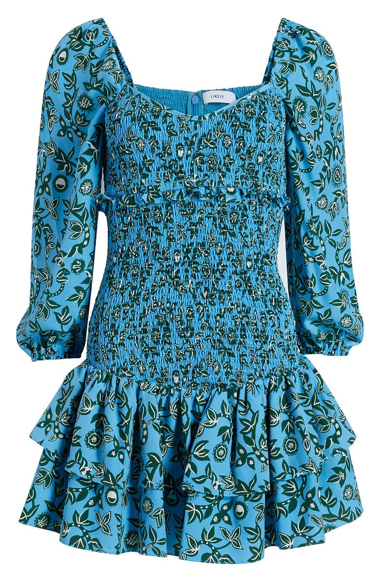 LIKELY Darby Floral Tiered Ruffle Dress, Alternate, color, Blue Multi