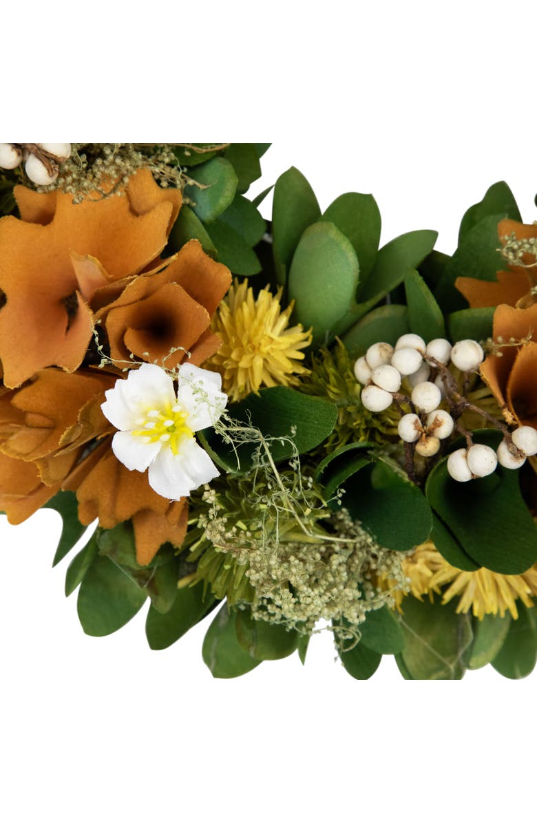 Northlight Mixed Floral Artificial Spring Wreath - 11" - Orange, Alternate, color, Orange