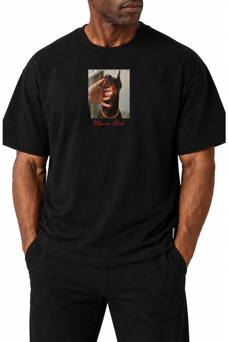 Mace Red Graphic T-Shirt, Main, color, BLACK