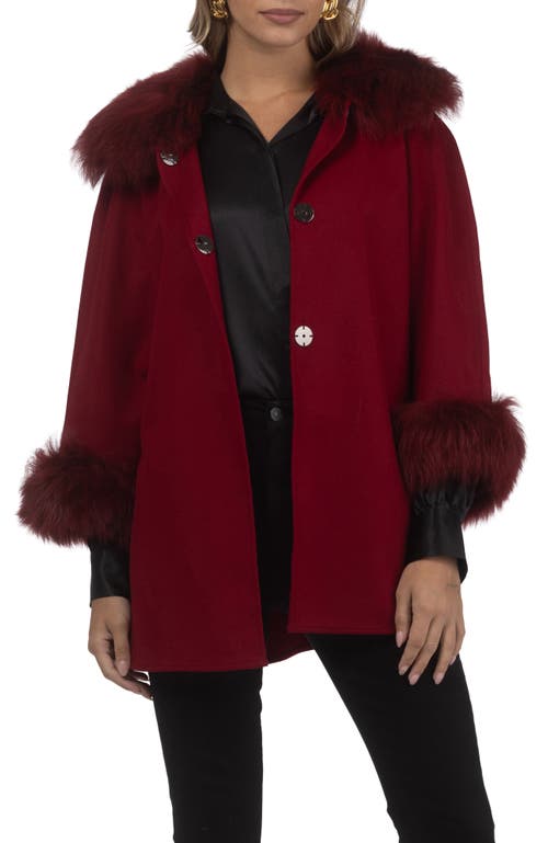Gorski Select Wool Cape With Select Lamb Collar And Cuffs In Burgundy