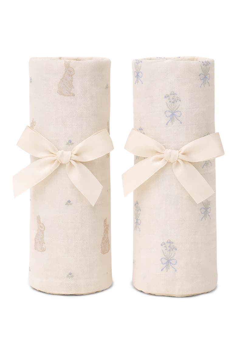2-Pack Organic Cotton Muslin Swaddle Blankets, Main, color, BUNNIES/ LILY OF THE VALLEY