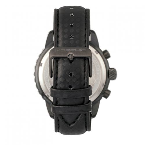 Morphic M51 Series Chronograph Leather-band Watch W/date In Gunmetal/grey