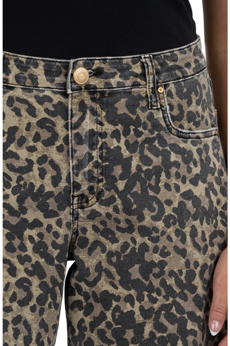 Hailey Leopard Print Frayed Mid Thigh Denim Shorts, Alternate, color, SAGE GREEN