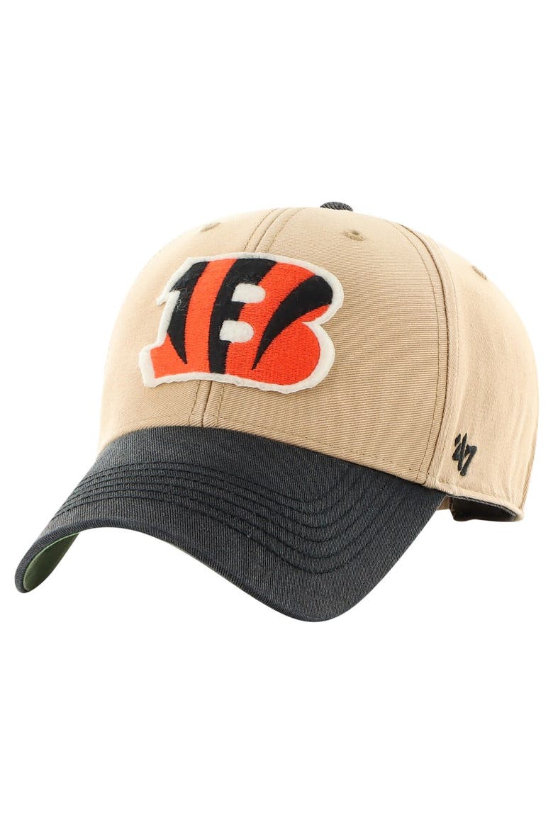 Men's '47 Khaki/Black Cincinnati Bengals Dusted Sedgwick MVP Adjustable Hat, Alternate, color, Khaki