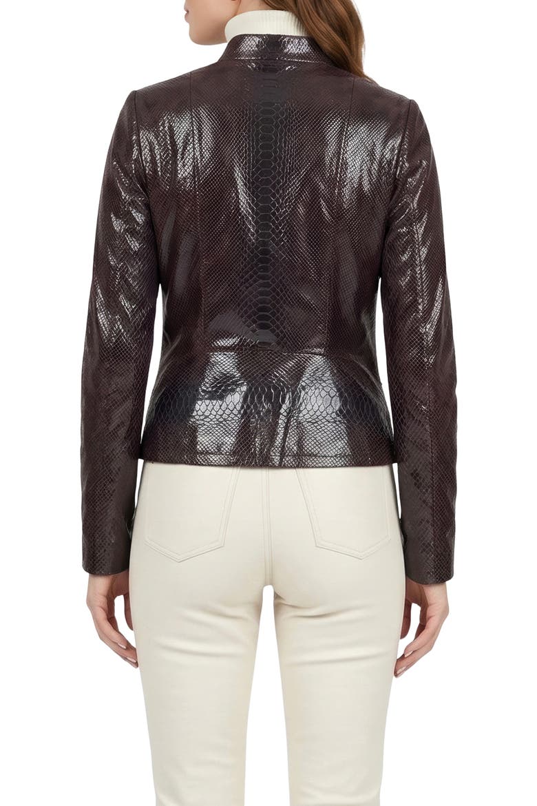 Genuine Metis Suede Pythn Printed Zip Jacket, Alternate, color, BURGUNDY