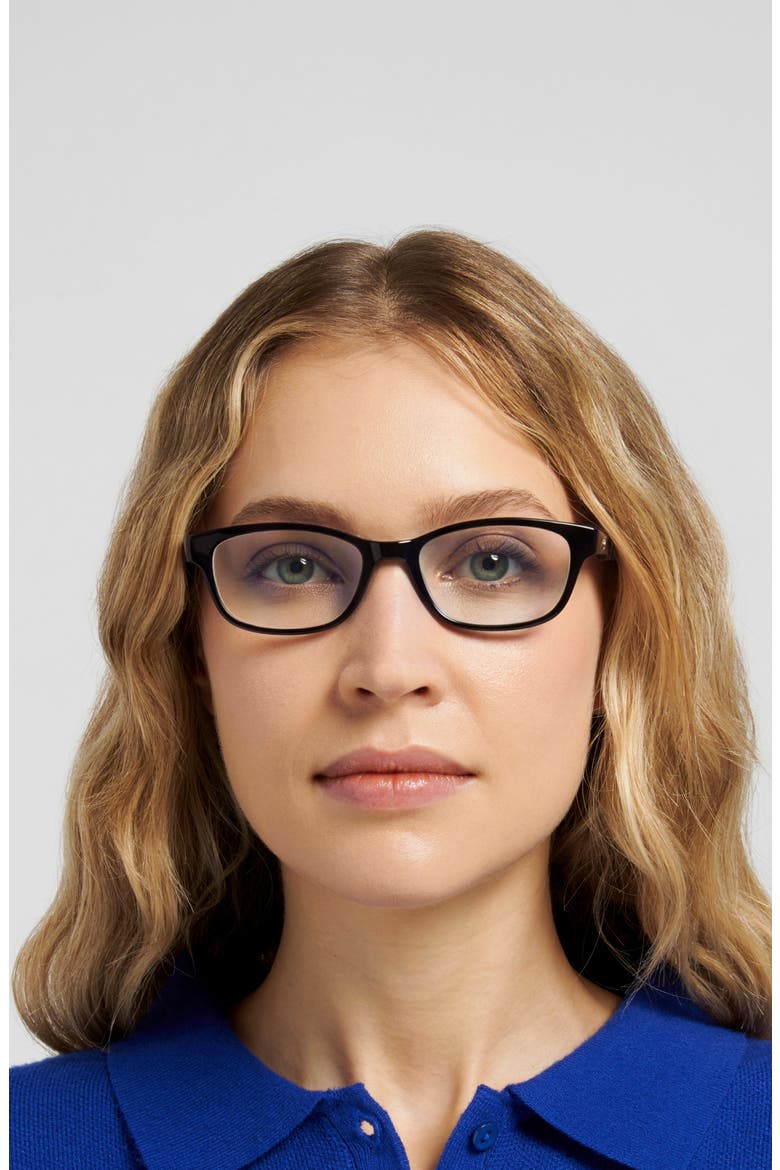joetta 50mm rectangular blue light blocking glasses, Alternate, color, BLACK/ BLUE AS