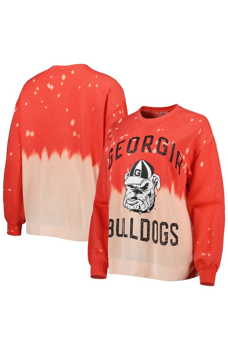 GAMEDAY COUTURE Women's Gameday Couture Red Georgia Bulldogs Twice As Nice Faded Dip-Dye Pullover Long Sleeve Top, Main, color, 