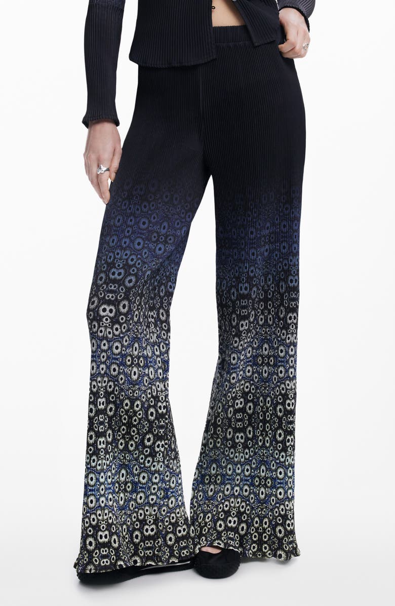 Desigual Flare Leg Pull-On Pants, Main, color, Navy Blue