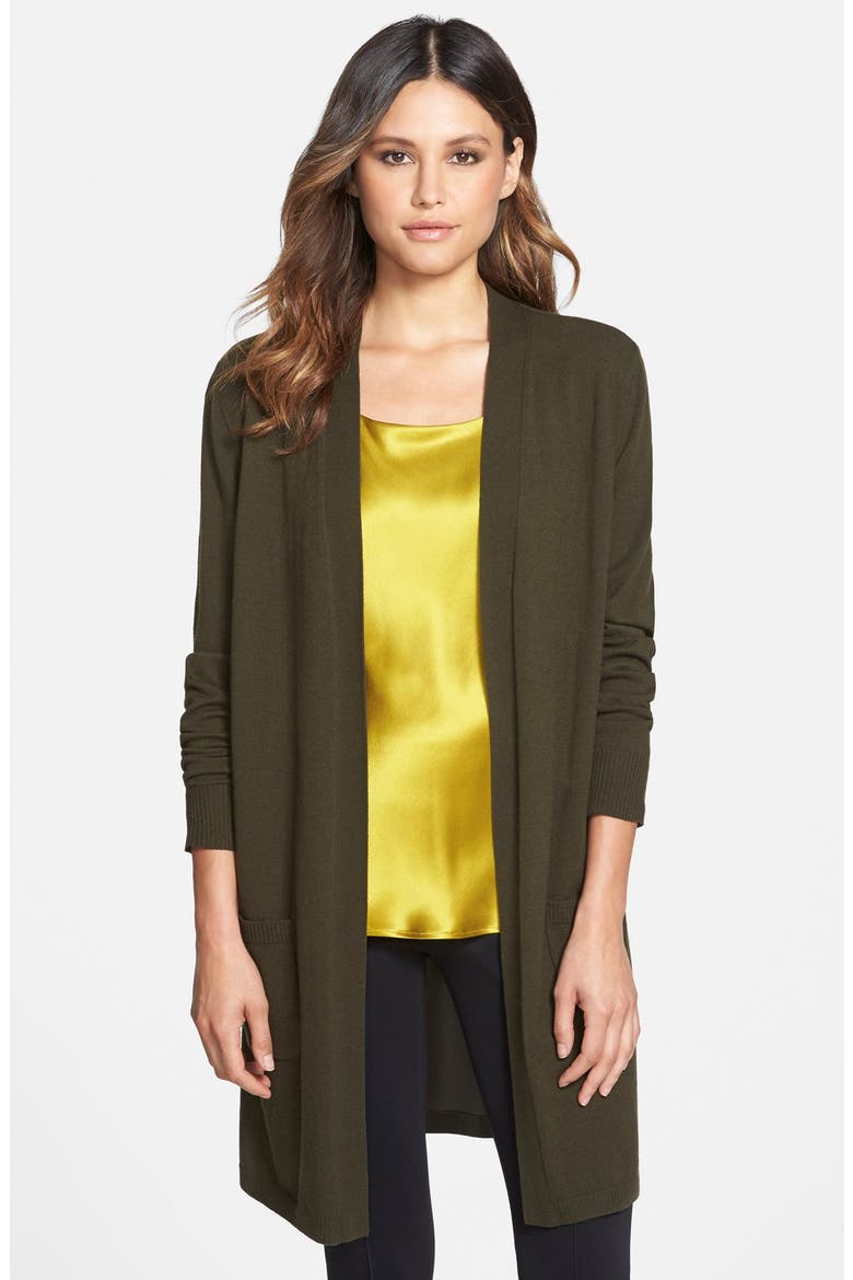 Silk & Wool Long Sleeve Cardigan, Main, color, LODEN