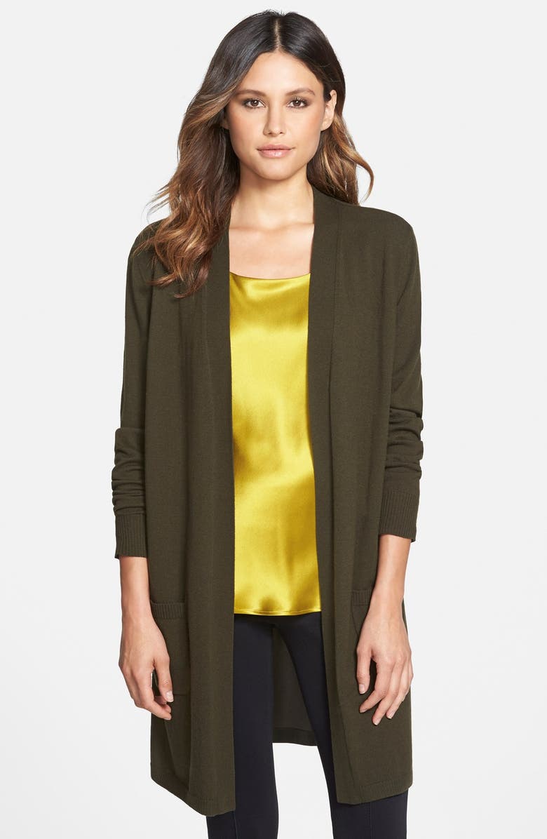 Lafayette 148 New York Silk & Wool Long Sleeve Cardigan, Main, color, 