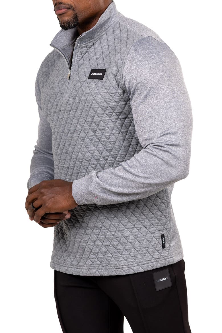 Diamond Quilted Quarter Zip Pullover, Alternate, color, GREY
