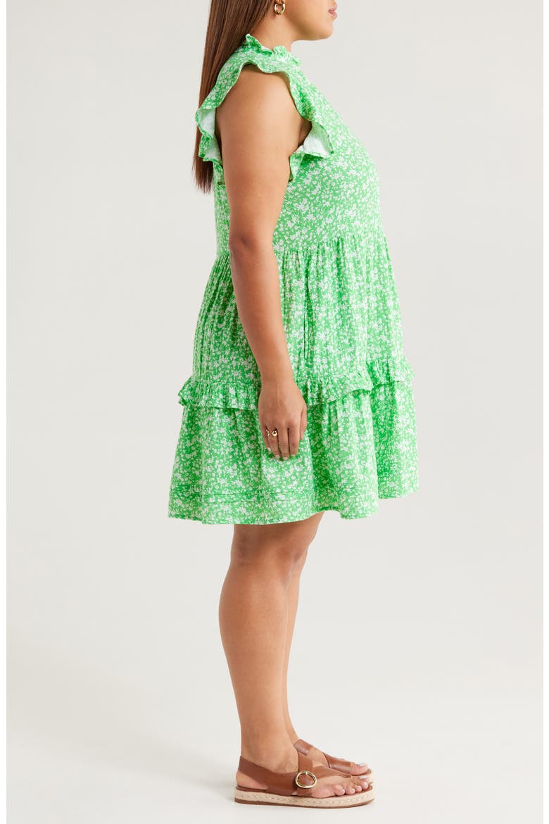 Floral Ruffle Gauze Dress, Alternate, color, GREEN- WHITE AIDA FLORAL