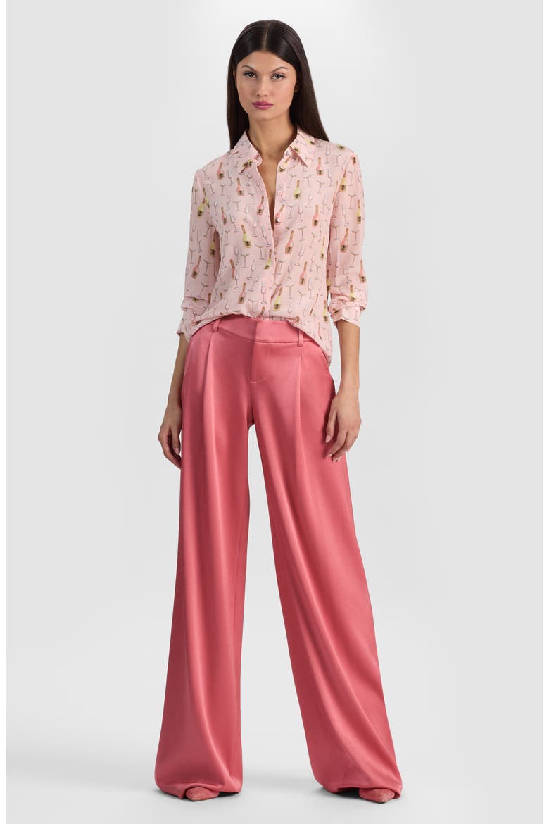 Willa Print Silk Button-Up Shirt, Alternate, color, CHAMPAGNE POP