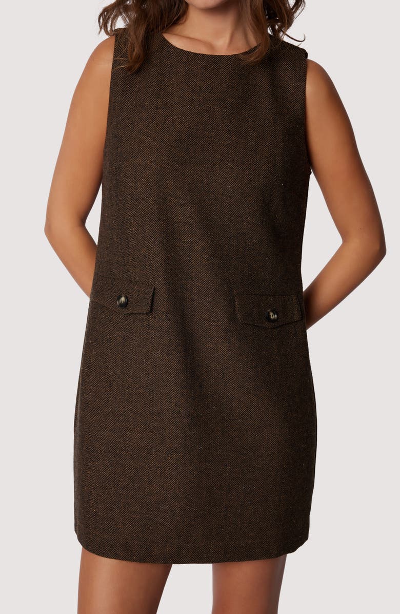 Lost + Wander Delfina Herringbone Shift Minidress, Alternate, color,
