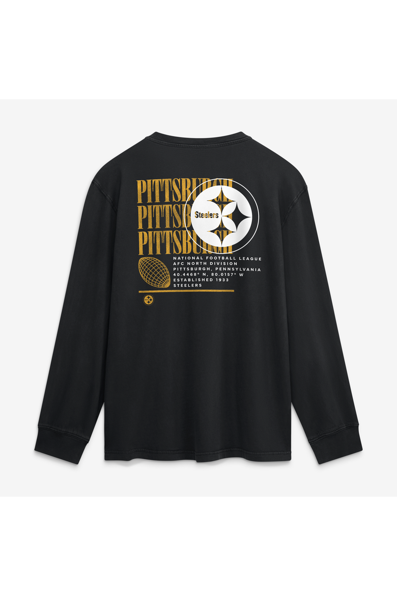 Men's Fanatics Black Pittsburgh Steelers Relaxed Fullback Drive Long Sleeve Fashion Top, Alternate, color, Black