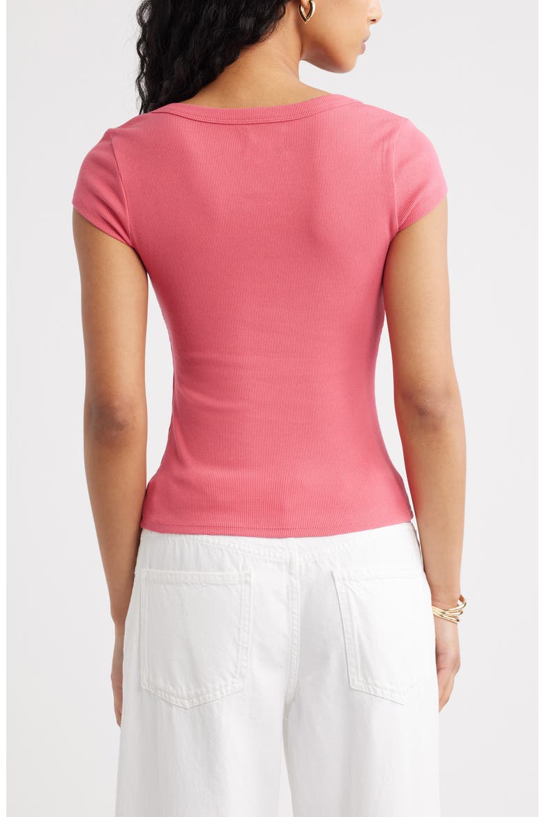 Scoop Neck Stretch Cotton T-Shirt, Alternate, color, PINK PARTY
