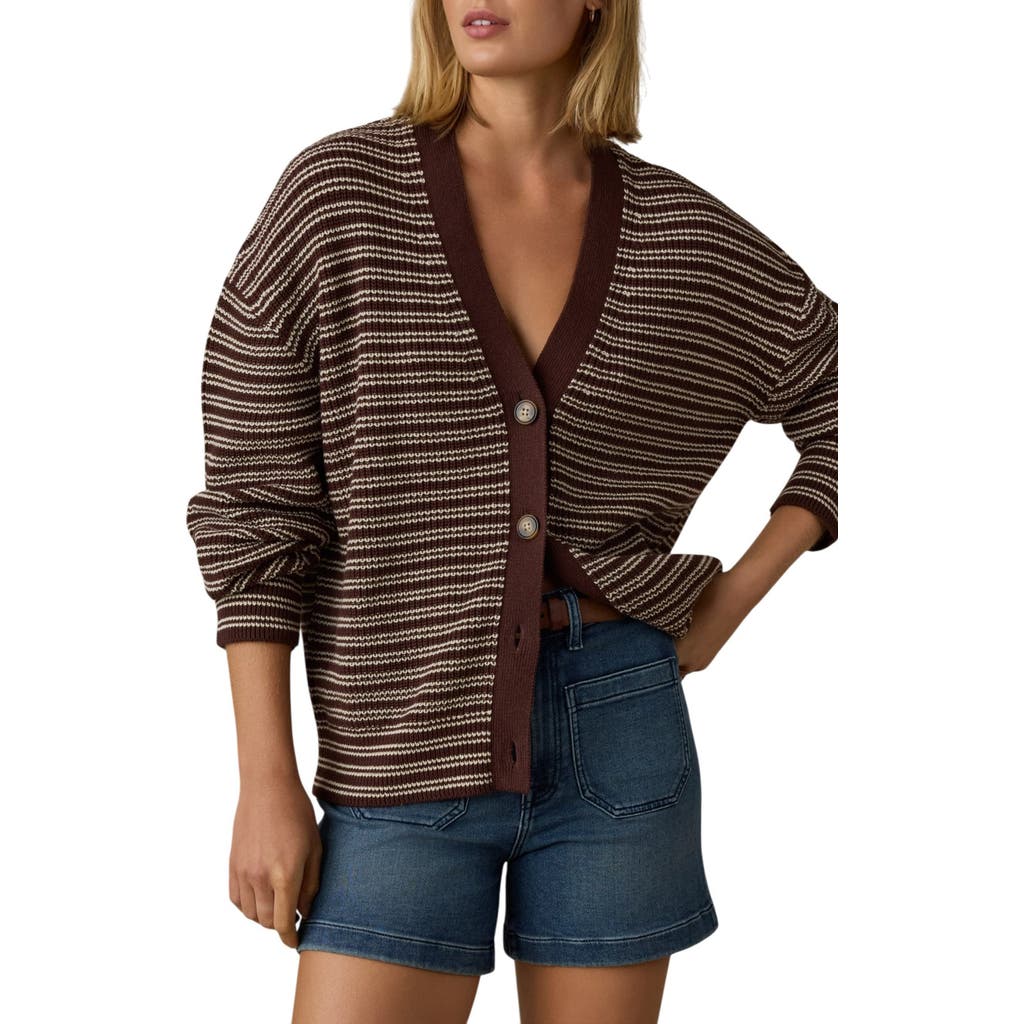 Faherty Miramar Linen & Organic Cotton Cardigan In Brown