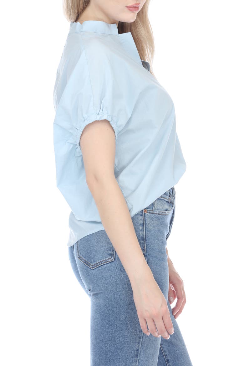 Pleated V-Neck Top, Alternate, color, LIGHT BLUE