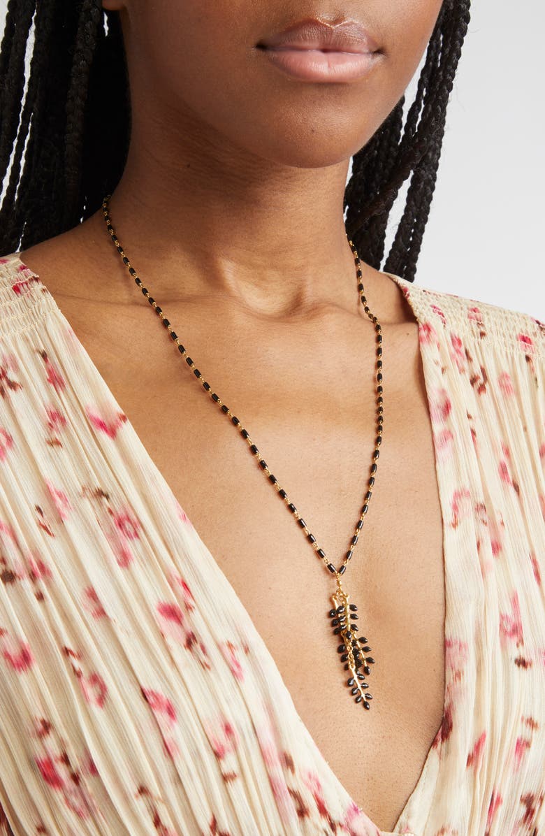 Isabel Marant Long Pendant Necklace, Alternate, color, Black