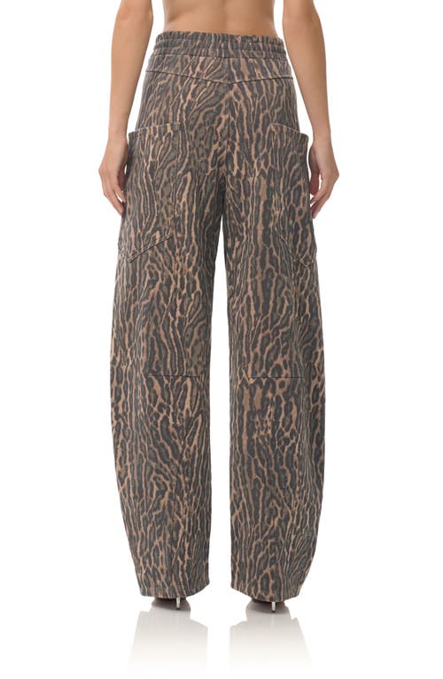 Afrm Rhett Leopard Print Carpenter Jeans In Gray