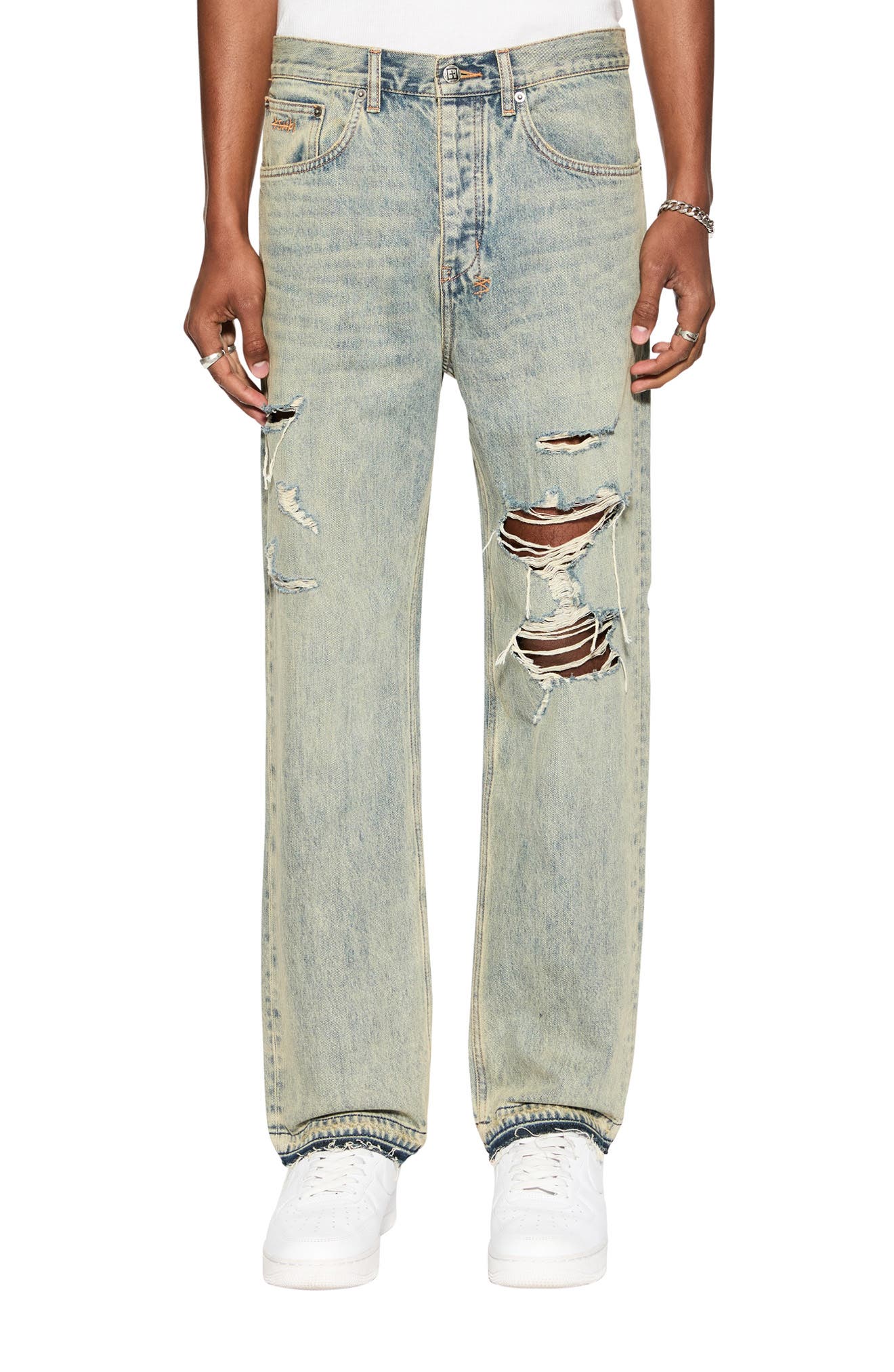 Anti K Stagelight Trashed Mid Rise Relaxed Straight Leg Jeans