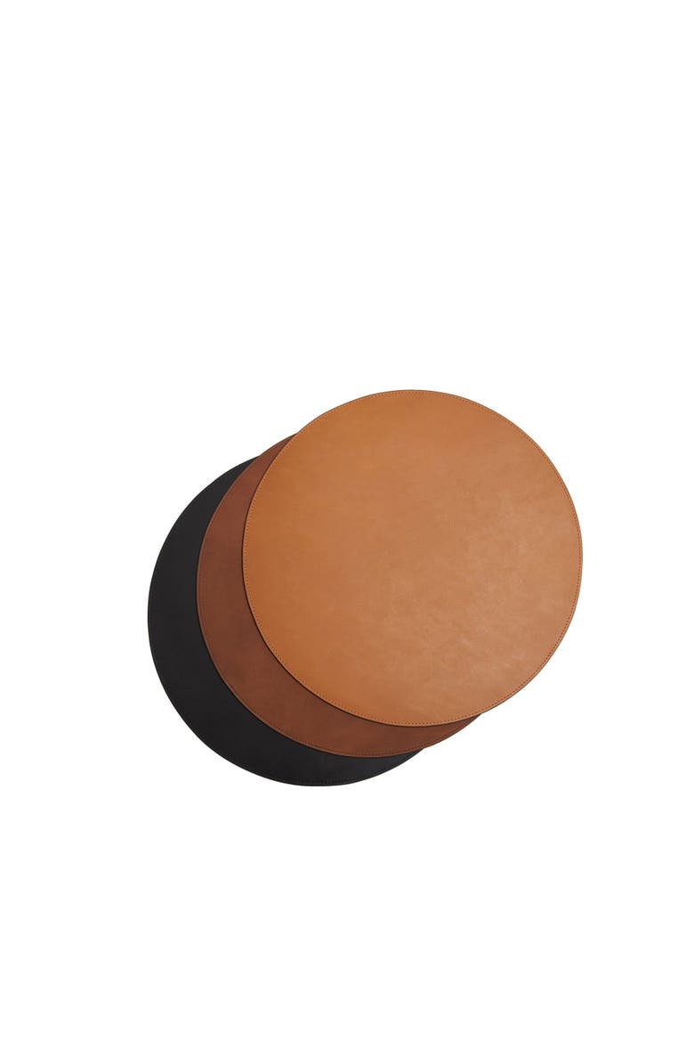 Nelson Leather Circular Placemat, Alternate, color, Tan