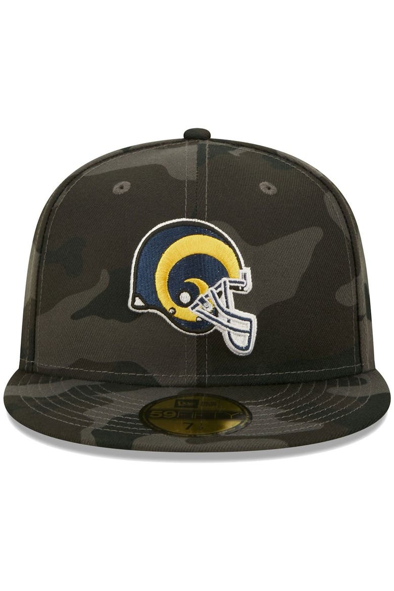 Men's New Era Black Los Angeles Rams Throwback Logo Camo 59FIFTY Fitted Hat, Alternate, color, Camo