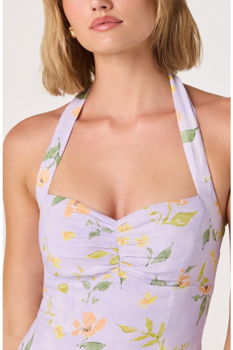 Jesenia Floral Halter Neck Dress, Alternate, color, PURPLE FLORAL