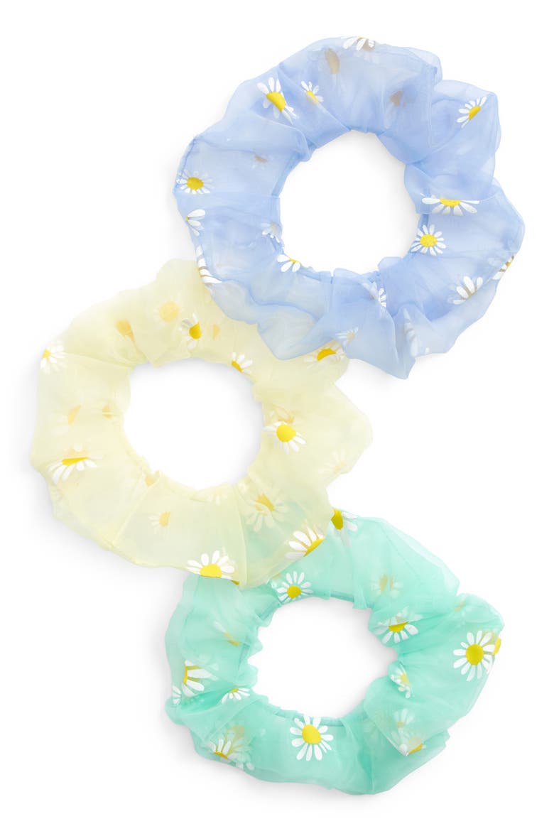Kids' 3-Pack Sheer Scrunchies, Main, color, YELLOW EMPIRE DAISY PACK