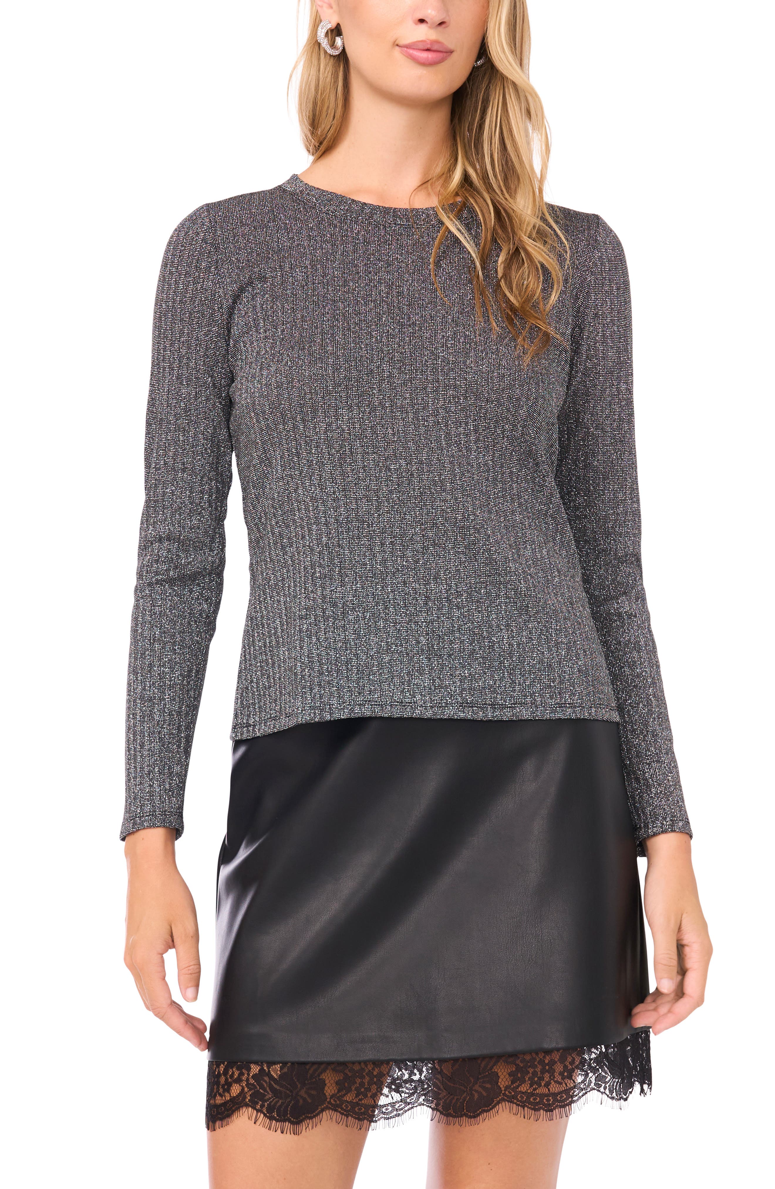Vince Camuto Metallic Long Sleeve Top