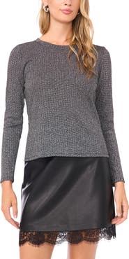 Vince Camuto Metallic Long Sleeve Top